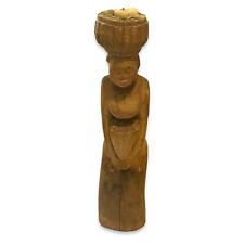 Vintage Hand Carved African women wooden Candle holder picture