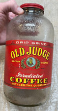 Antique? Vintage? Large Old Judge Glass Coffee Container with Paper Label 9 1/2