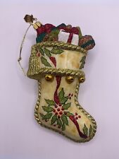 Reed and Barton Holly Stocking Christmas Reflections Europeon Glass Ornament picture