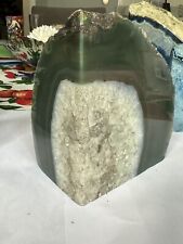 Forest Green Agate Quartz Geode Lapidary Crystal Display Specimen Brazil 2.5+lbs picture