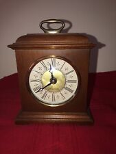 VINTAGE 6” X 5” SESSIONS WOODEN CARRIAGE STYLE CLOCK BATTERY COMP SAYS KIENZLE picture