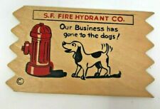 Vintage Wood Saw Tooth Unused Postcard - S.F. Fire Hydrant Co Dog Buisness picture