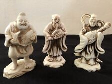 3 VINTAGE CHINESE/ASIAN HAND CARVED RESIN FIGURINES STATUES 3 1/2 in Tall. picture