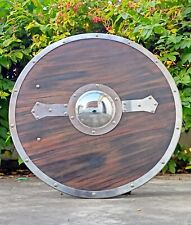 Viking Targe Wooden Brown Round Shield Medieval Norse Halloween Nordic Cosplay picture