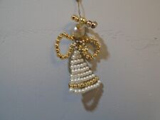 HANDMADE WHITE GOLD BEADED ANGEL ORNAMENT UNBRANDED (CB2926) picture