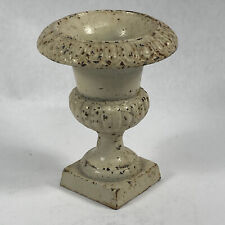 Vintage Miniature Cast Iron French Country Farmhouse Rustic Whitewash Urn 5
