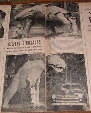 1948 ARTICLE ~ CEMENT DINOSAURS PAUL DOMKE ALPENA,MICHIGAN FARM Brontosaurus picture