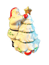 RARE Lenox Holiday Santa Claus +Christmas Tree Large Art Pottery Cookie Jar  EXC picture
