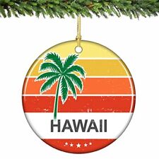 Hawaii Sunset Christmas Ornament Porcelain 2.75 Inches picture