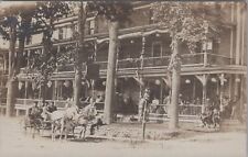 Hotel Sargent Crowded Porch US Flags New Hampshire Warren Photo RPPC Postcard picture