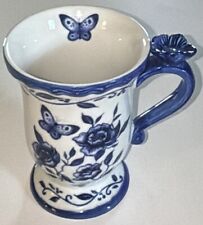 Cracker Barrel Blue Bliss Floral Flower Butterfly Winget Coffee Tea Cup Mug picture