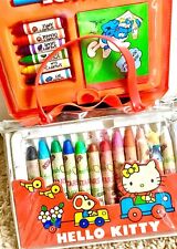 Vintage 70s SANRiO LoT HELLO KiTTY Crayon SET Purse Smurf NOTEBOOK 1976 ORG Toy picture