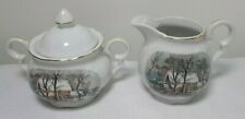 Avon Currier & Ives sugar bowl and creamer set 1977 picture
