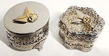Two Vintage Silver Plated Jewelry Trinket Boxes picture