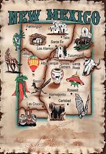 New Mexico Roswell Carlsbad Caverns Santa Fe Albuquerque etc. State Map Postcard picture