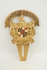 Large Vintage Senate of Maryland Metal License Topper Emblem 8.5