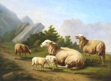 Art Oil painting Sheep-in-a-Mountainous-Landscape-Eugene-Verboeckhoven-Oil picture