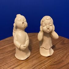 G. RUGGERI SINGING ANGELS Hand Carved Vintage 1980's ITALY Christmas G.R. - Pair picture