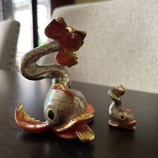 Herend Two Dolphin/Koi Fish Figure -Mint Condition /silver , Gold , Rust picture