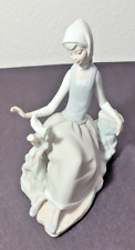 LLADRO Shepherdess Girl Sitting w/Dove Bird Figurine #4660 Matte. picture