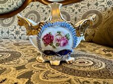 Antique Victorian Floral German Porcelain Basket Ornate Hand Painted picture