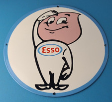 Vintage Esso Gasoline Porcelain Sign - Oil Drop Boy Gas Service Station Sign picture