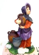 O'well Christmas Victorian Village Woman with Water Jars Owell Purple Apron picture
