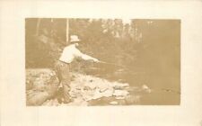 C-1910 man fishing Mountain Stream RPPC Photo Postcard 22-9102 picture
