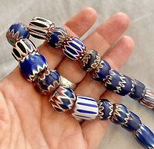 Antique Vintage Assorted Blue Chevron Venetian Millefiori African Trade Beads picture
