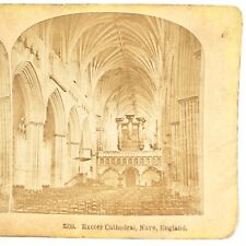 Exeter Cathedral Nave Interior Stereoview c1895 England Church Pews Photo A1981 picture