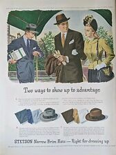 1946 Post WW2 Clothing And Hat Art Wall Print Ad, Stetson Hats Business Suit  picture