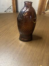 Vintage Fish Bottle Cod Liver Oil Amber Glass picture