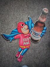 Large Vintage Budweiser Beer Double Sided Cardboard Bud Man Figure Sign picture