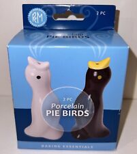 2 Pc Porcelain Pie Birds R&M International White Black Baking Tools Kitchen NEW picture
