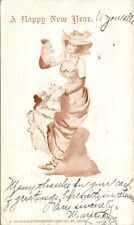 vintage postcard - A HAPPY NEW YEAR A SELIGE SOUVENIR POST CARD posted 1901 picture