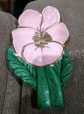 Vintage Pink Flower Ceramic Spoon Rest Unmarked picture