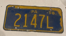 vintage 1958 pennsylvania license plate 2147L picture