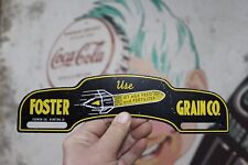 1950s FOSTER GRAIN JET AGE FEED PAINTED METAL PLATE TOPPER SIGN ROCKET CORN COB picture
