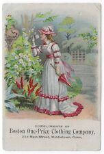 Vintage Trade Card Advertising Boston One-Price Clothing Co, Middletown, CT 1891 picture