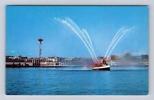 Seattle WA-Washington, Fire Boat Demo Puget Sound, Antique Vintage Postcard picture