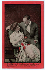 Valentine Couple Romance Hearts Postcard picture