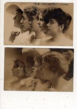 (2) B J Falk Real Photo Postcard RPPC Lot of 2:  Five Beautiful Women in Profile picture