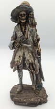 Large Skeleton Pirate Figurine with Hat and Monkey 10.5