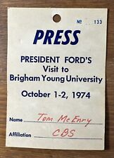 1974 Press Pass President Gearld Ford Visit To BYU Brigham Young University CBS picture