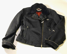 VTG Harley-Davidson Genuine Riding Jacket Size M Womens Black faux fur unique picture