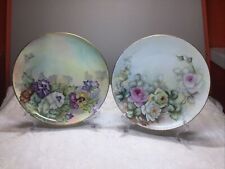 Antique BMoeM Limoges France + MZ Austria Hand Painted Floral Cabinet Plate Set picture
