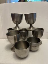 Vintage Set Of 8 Pewter By Gorman Tumblers And Goblets Cups Set Made In The USA picture