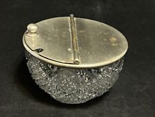 Vintage Slotted Metal Fliptop Lid Cut Glass Sugar Bowl Utilities Specialties NJ￼ picture