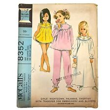 1960s Girls Nightgown Pajamas Sewing Pattern Sz 6 McCalls 8352 Cut & Used 2296 picture