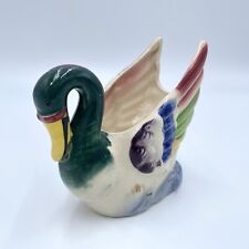 Vintage Mid-Century Colorful Rainbow Swan Bird Planter Vase Made in Japan 4
